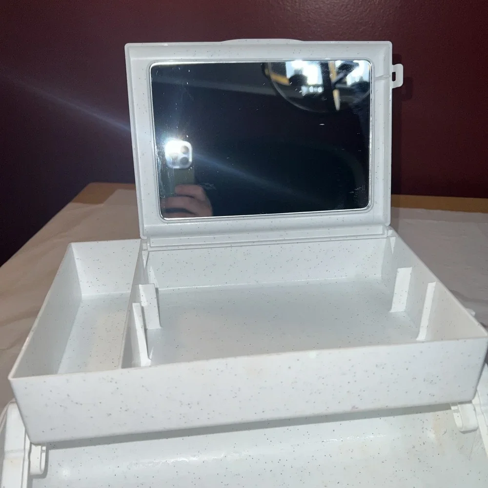 Caboodles Make Up Case Ulta Beauty Edition Aqua White Glitter Storage W/ Mirror